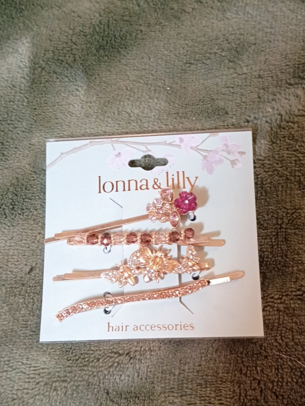 lonna & lilly Rose Gold Floral Hair Clip Set with Pink Accent